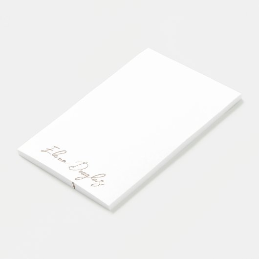 Monogram Modern Handgeschreven Minimaal Taupe Beig Post-it® Notes (Schuin)