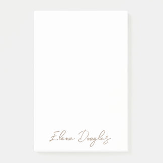 Monogram Modern Handgeschreven Minimaal Taupe Beig Post-it® Notes