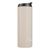 Monogram Modern Handgeschreven Minimaal Taupe Beig Thermosbeker (Gedraaid links)