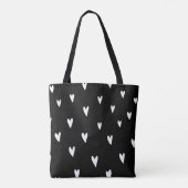 Monogram modern hartpatroon in zwart-wit tote bag (Achterkant)