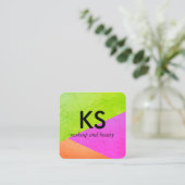 Monogram Modern Helder Kleurblokken Vierkante Visitekaartje (Staand voorkant)