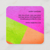 Monogram Modern Helder Kleurblokken Vierkante Visitekaartje (Achterkant)