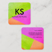 Monogram Modern Helder Kleurblokken Vierkante Visitekaartje (Voorkant / Achterkant)