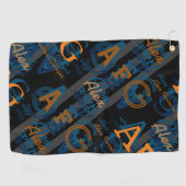 Monogram Modern Herhalende Initialen & Namen Golfhanddoek (Horizontaal)