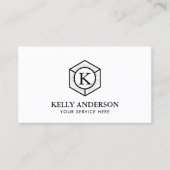 Monogram Modern Hexagon Logo Minimalistisch Visitekaartje (Voorkant)