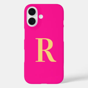 Monogram Modern Hot Pink iPhone 16 Hoesje