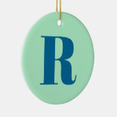 Monogram Modern Initiaal Letter Neo Mint Green Nav Keramisch Ornament (Rechts)