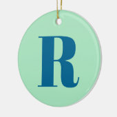 Monogram Modern Initiaal Letter Neo Mint Green Nav Keramisch Ornament (Links)