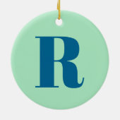 Monogram Modern Initiaal Letter Neo Mint Green Nav Keramisch Ornament (Achterkant)
