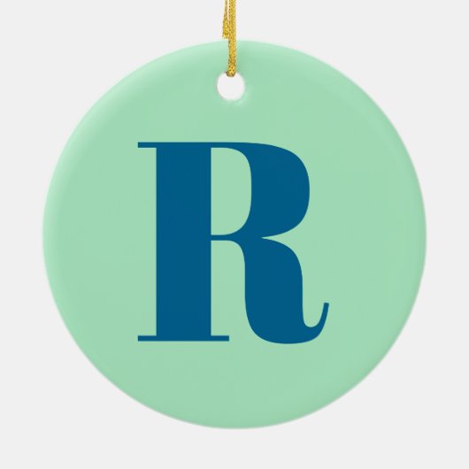 Monogram Modern Initiaal Letter Neo Mint Green Nav Keramisch Ornament (Achterkant)