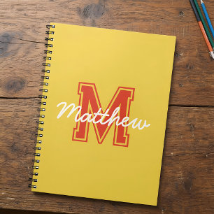 Monogram Modern Jongen Preppy Terug-naar-School Hu Notitieboek