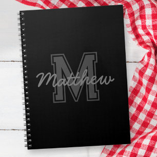 Monogram Modern Jongen Preppy Terug-naar-School Hu Notitieboek