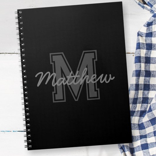 Monogram Modern Jongen Preppy Terug-naar-School Hu Notitieboek