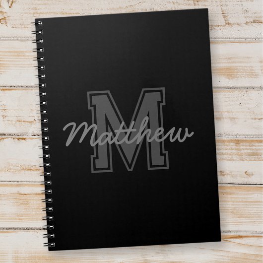 Monogram Modern Jongen Preppy Terug-naar-School Hu Notitieboek