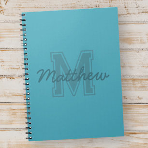 Monogram Modern Jongen Preppy Terug-naar-School Hu Notitieboek