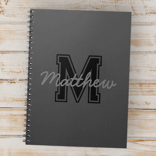 Monogram Modern Jongen Preppy Terug-naar-School Hu Notitieboek
