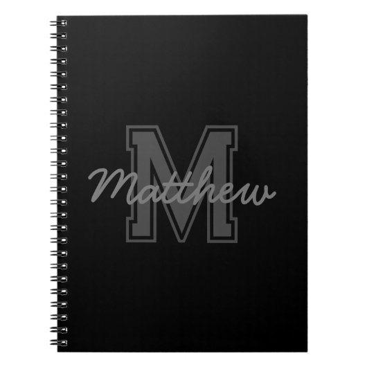 Monogram Modern Jongen Preppy Terug-naar-School Hu Notitieboek (Voorkant)