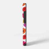 Monogram Modern Klaproos Bloemmotief Script Naam iPhone Hoesje (Linkerkant)