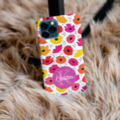 Monogram Modern Klaproos Bloemmotief Script Naam iPhone Hoesje