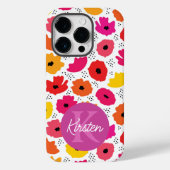 Monogram Modern Klaproos Bloempatroon Script Naam Case-Mate iPhone Case (Achterkant)