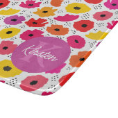 Monogram Modern Klaproos Bloempatroon Script Naam Snijplank (Hoek)