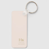 Monogram modern klassiek minimalistisch blush goud sleutelhanger (Achterkant)