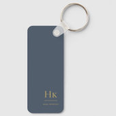 Monogram modern klassiek minimalistisch marineblau sleutelhanger (Achterkant)