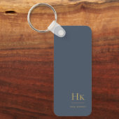 Monogram modern klassiek minimalistisch marineblau sleutelhanger (Voorkant)