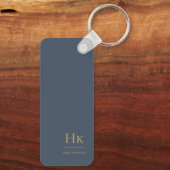 Monogram modern klassiek minimalistisch marineblau sleutelhanger (Achterkant)
