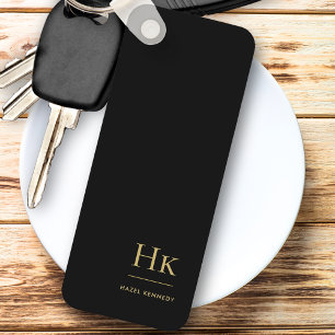 Monogram modern klassiek minimalistisch zwart goud sleutelhanger