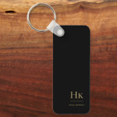 Monogram modern klassiek minimalistisch zwart goud sleutelhanger (Voorkant)