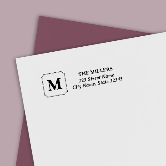 Monogram Modern Klassieke Familienaam Adres Zelfinktende Stempel
