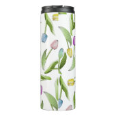 Monogram Modern Kleurrijk Tulpen Bloempatroon Thermosbeker (Achterkant)