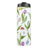 Monogram Modern Kleurrijk Tulpenpatroon Thermosbeker (Voorkant)
