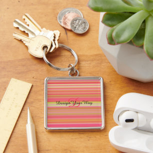 monogram modern Kleurrijke Regenboog strepen initi Sleutelhanger