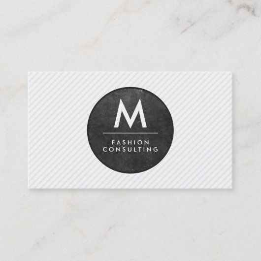 Monogram Modern Leiste Textuur Strepen Visitekaartje (Voorkant)