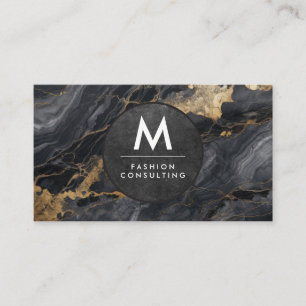 Monogram Modern Leiste Zwart Marmer Visitekaartje