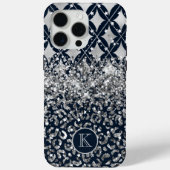 Monogram Modern Leopard Print Glitter gepersonalis Case-Mate iPhone Case (Achterkant)
