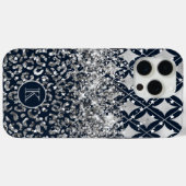 Monogram Modern Leopard Print Glitter gepersonalis Case-Mate iPhone Case (Achterkant (horizontaal))
