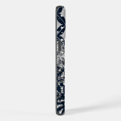 Monogram Modern Leopard Print Glitter gepersonalis iPhone Hoesje (Rechterkant)