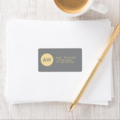 Monogram modern Licht Grijs & Adres van Cream Etiket (Insitu)