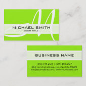 Monogram Modern Limoen Achtergrond Visitekaartje (Voorkant / Achterkant)