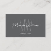 Monogram Modern Logo Naam Grijs Consultant Visitekaartje (Voorkant)