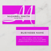 Monogram Modern Magenta Achtergrond Visitekaartje (Voorkant / Achterkant)