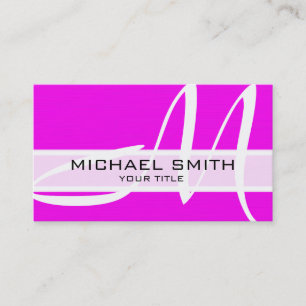 Monogram Modern Magenta Achtergrond Visitekaartje