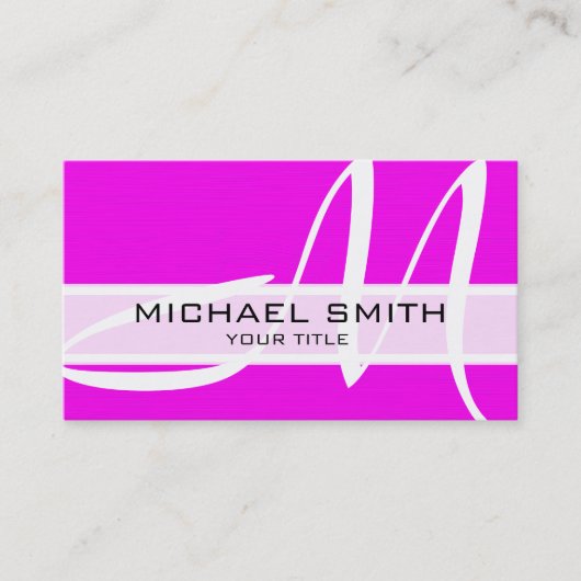 Monogram Modern Magenta Achtergrond Visitekaartje (Voorkant)