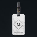 Monogram modern marmer bagagelabel<br><div class="desc">♡ kleuren die online worden weergegeven,  kunnen enigszins afwijken van het werkelijke product.</div>