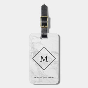Monogram modern marmer bagagelabel