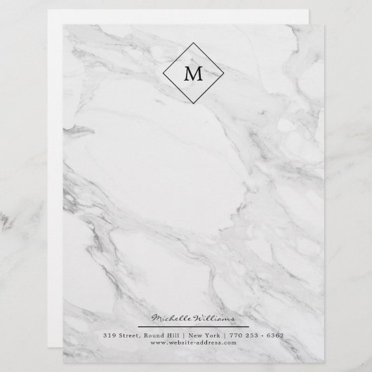 Monogram modern marmer custom briefhoofd (Voorkant / Achterkant)