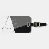 Monogram Modern Marmer Hoekige Initialen Aangepast Bagagelabel (Voorkant horizontaal)
